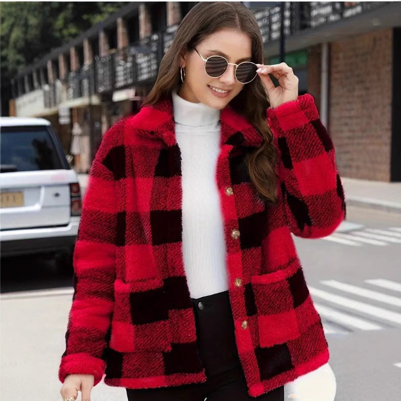 Classic Plaid Lapel Jacket