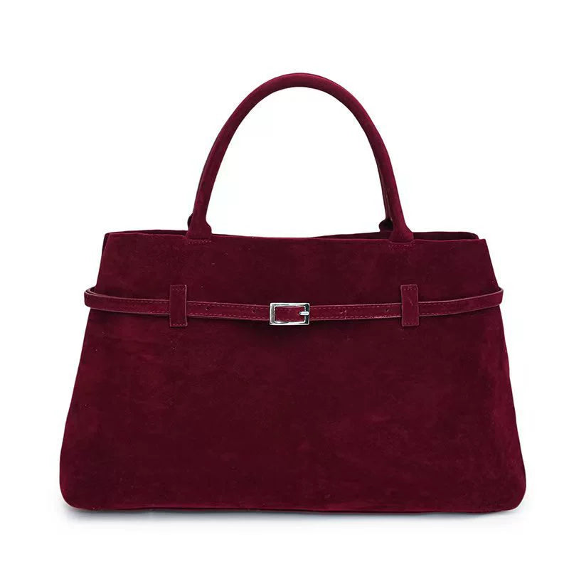 Solid Faux Suede Casual Tote Bags