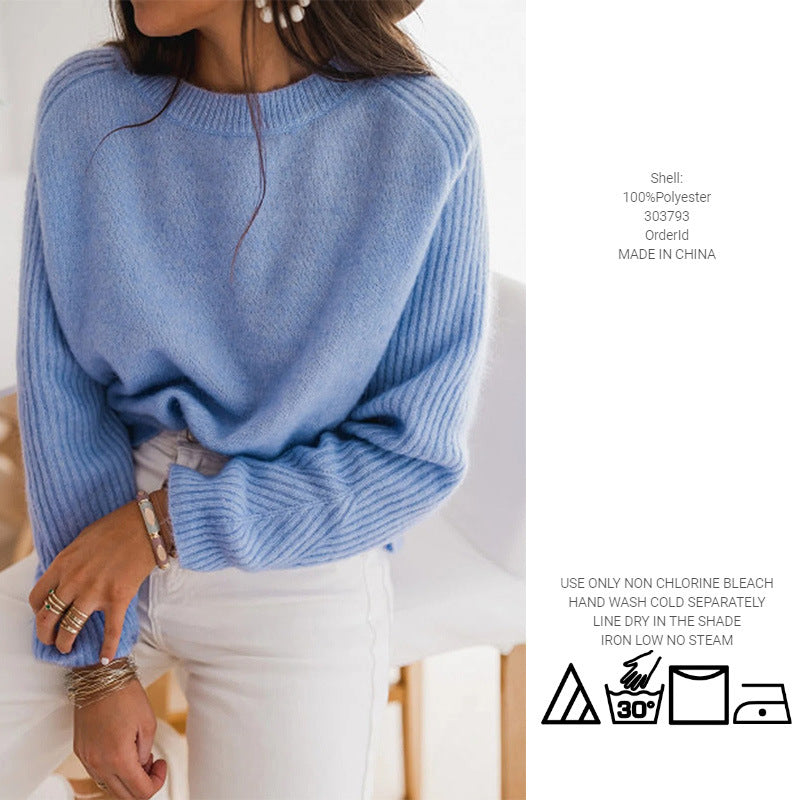 European Milk Blue Bedford Cord Sweater