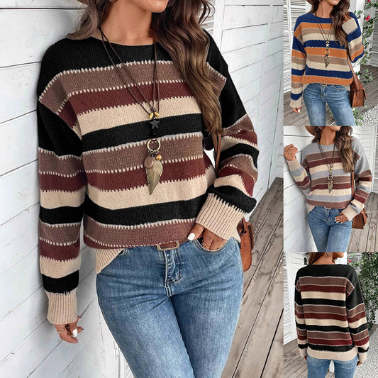 Ins Colorblock Striped Pullover Sweater