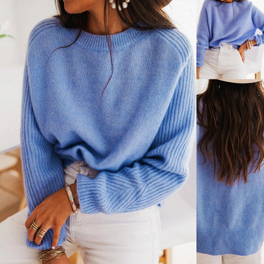 European Milk Blue Bedford Cord Sweater