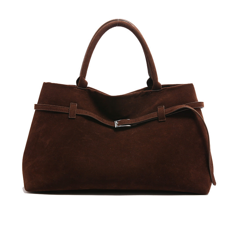 Solid Faux Suede Casual Tote Bags
