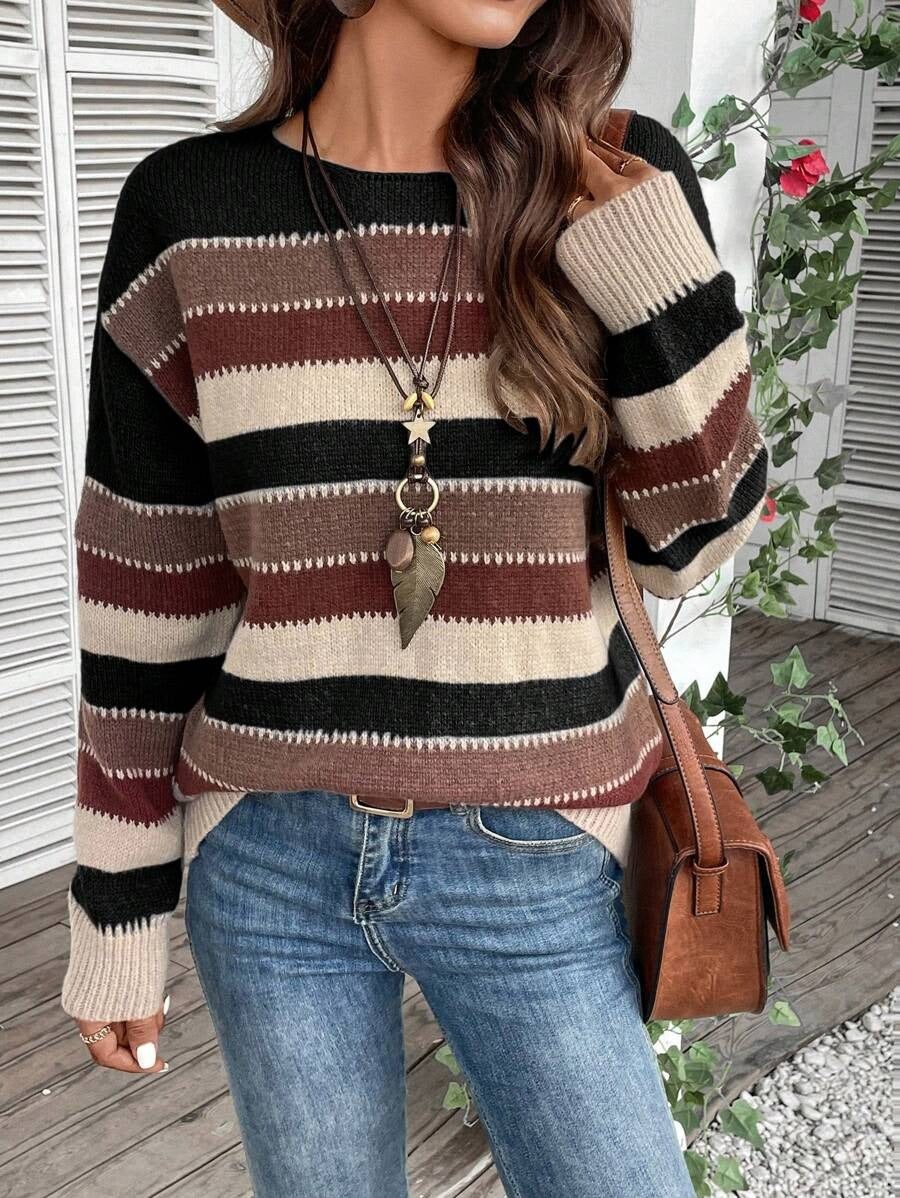 Ins Colorblock Striped Pullover Sweater