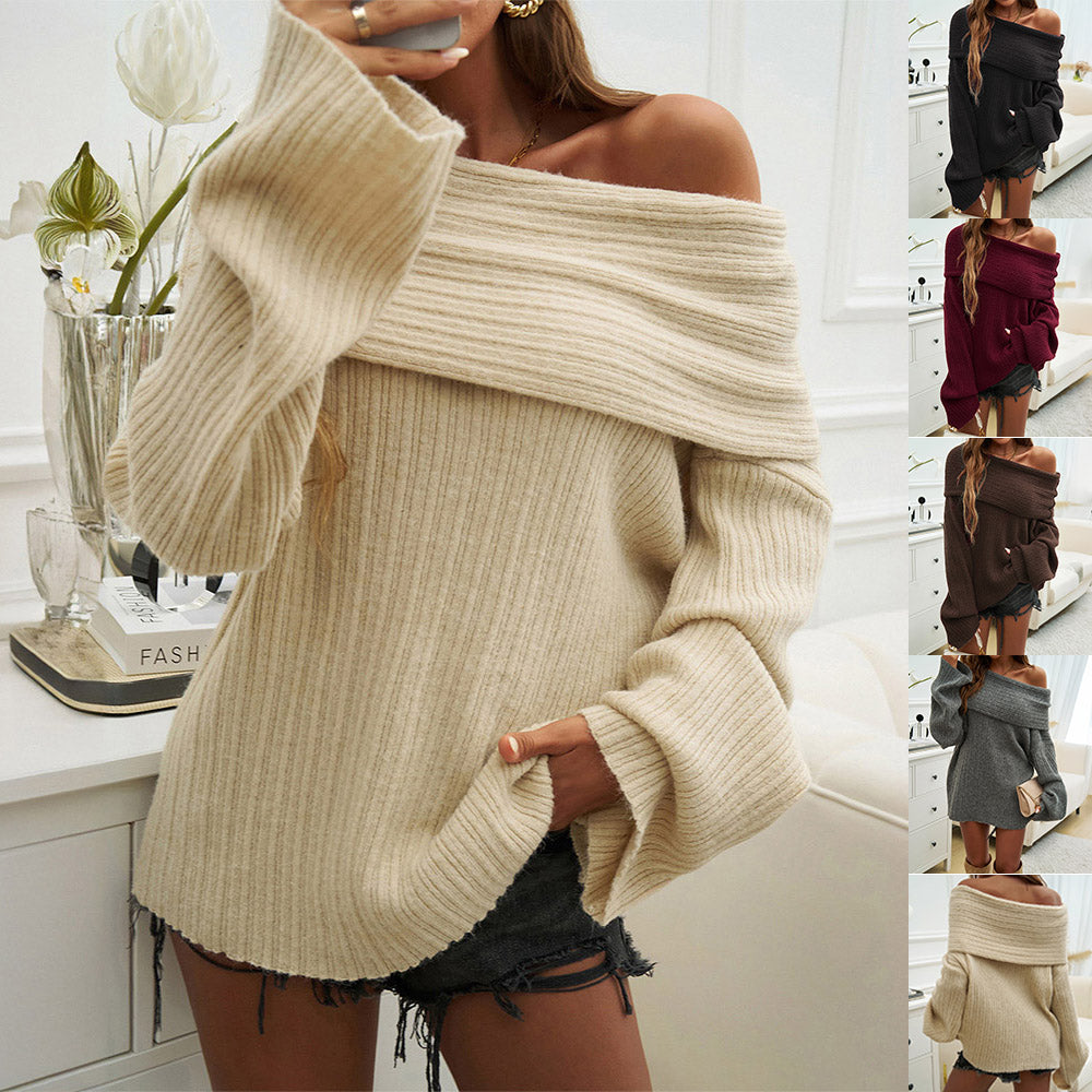 New Off-shoulder Knitted Sweater
