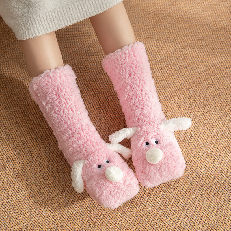 Cute Cartoon Dog Floor Winter Socks For Women