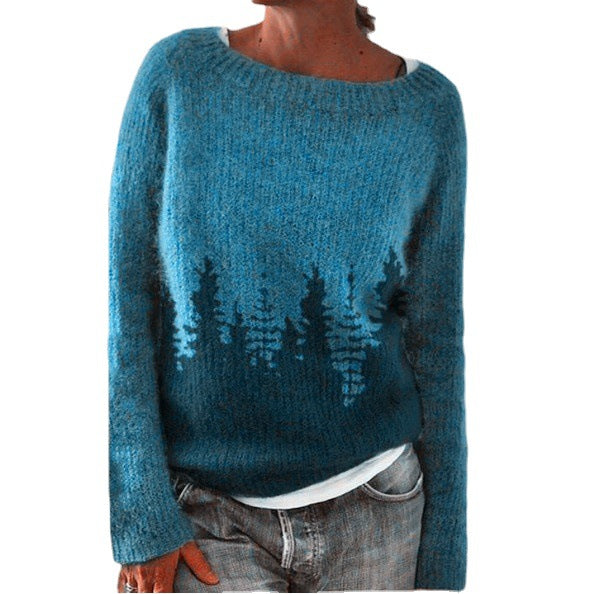 Women's Round-neck Loose Multicolor Sweater