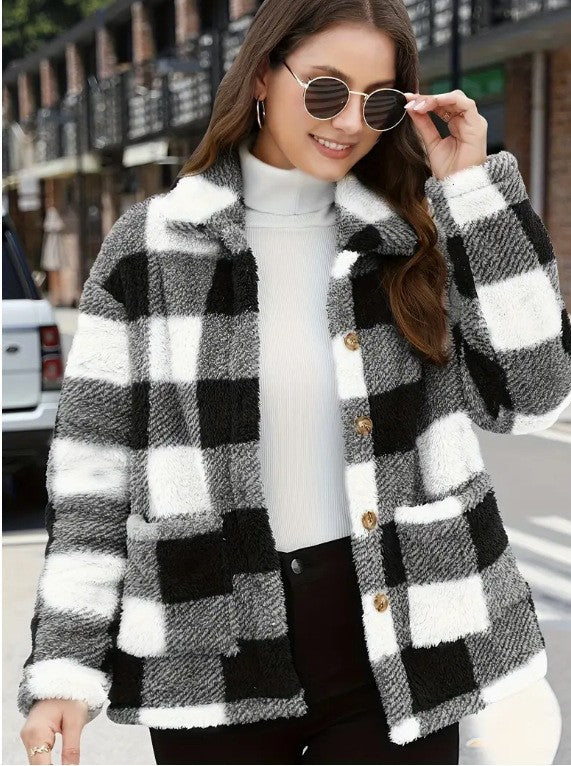 Classic Plaid Lapel Jacket