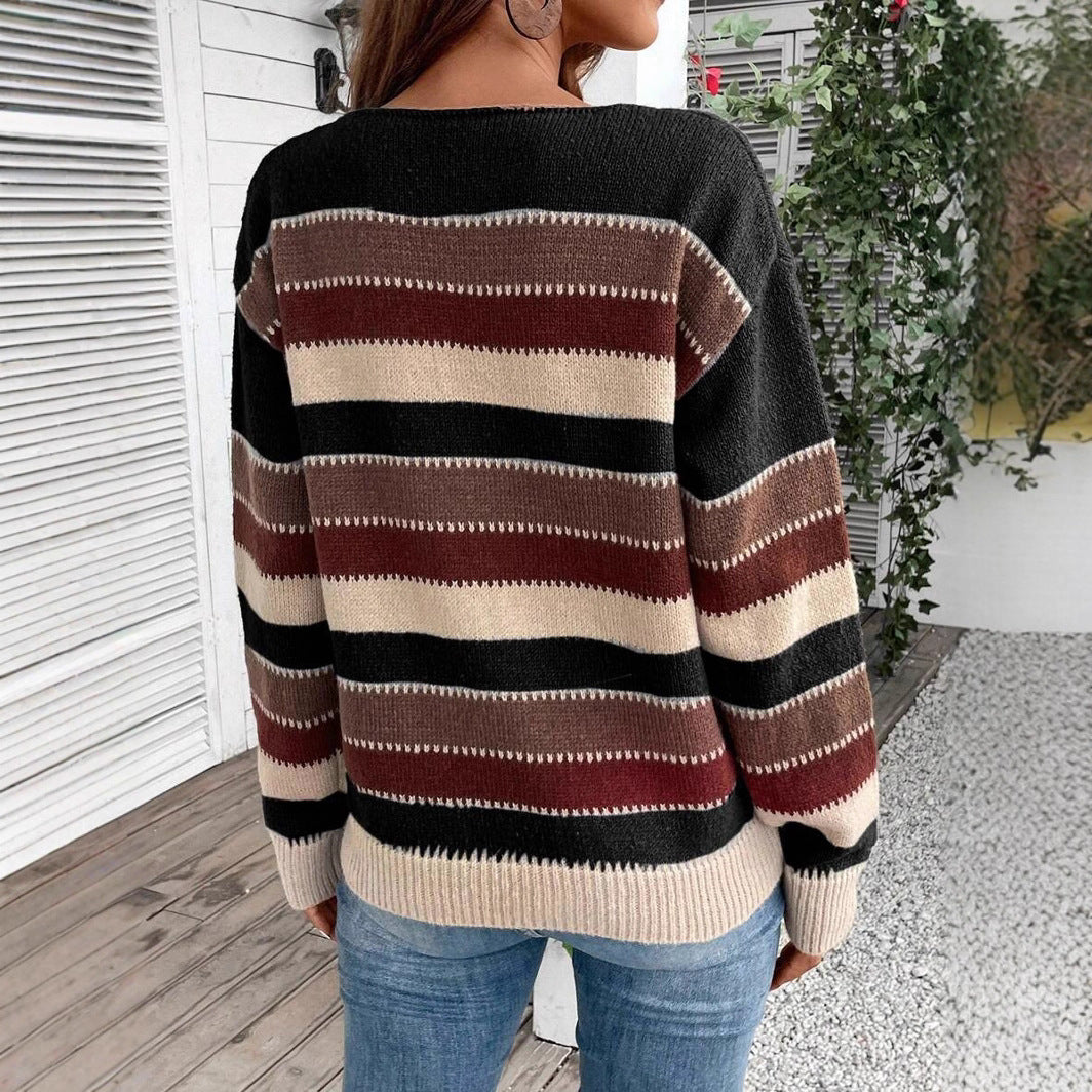 Ins Colorblock Striped Pullover Sweater