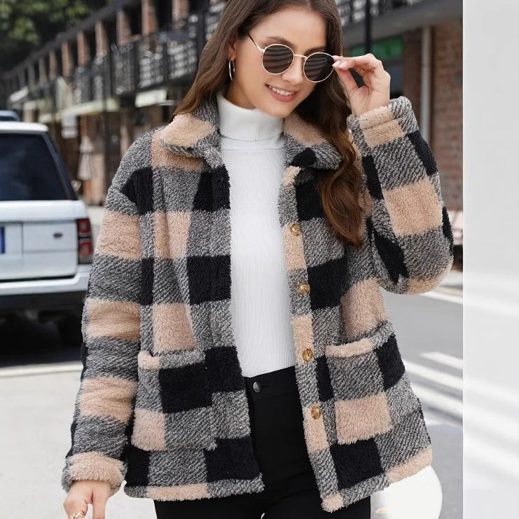 Classic Plaid Lapel Jacket