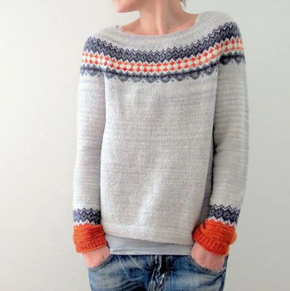 Women's Round-neck Loose Multicolor Sweater