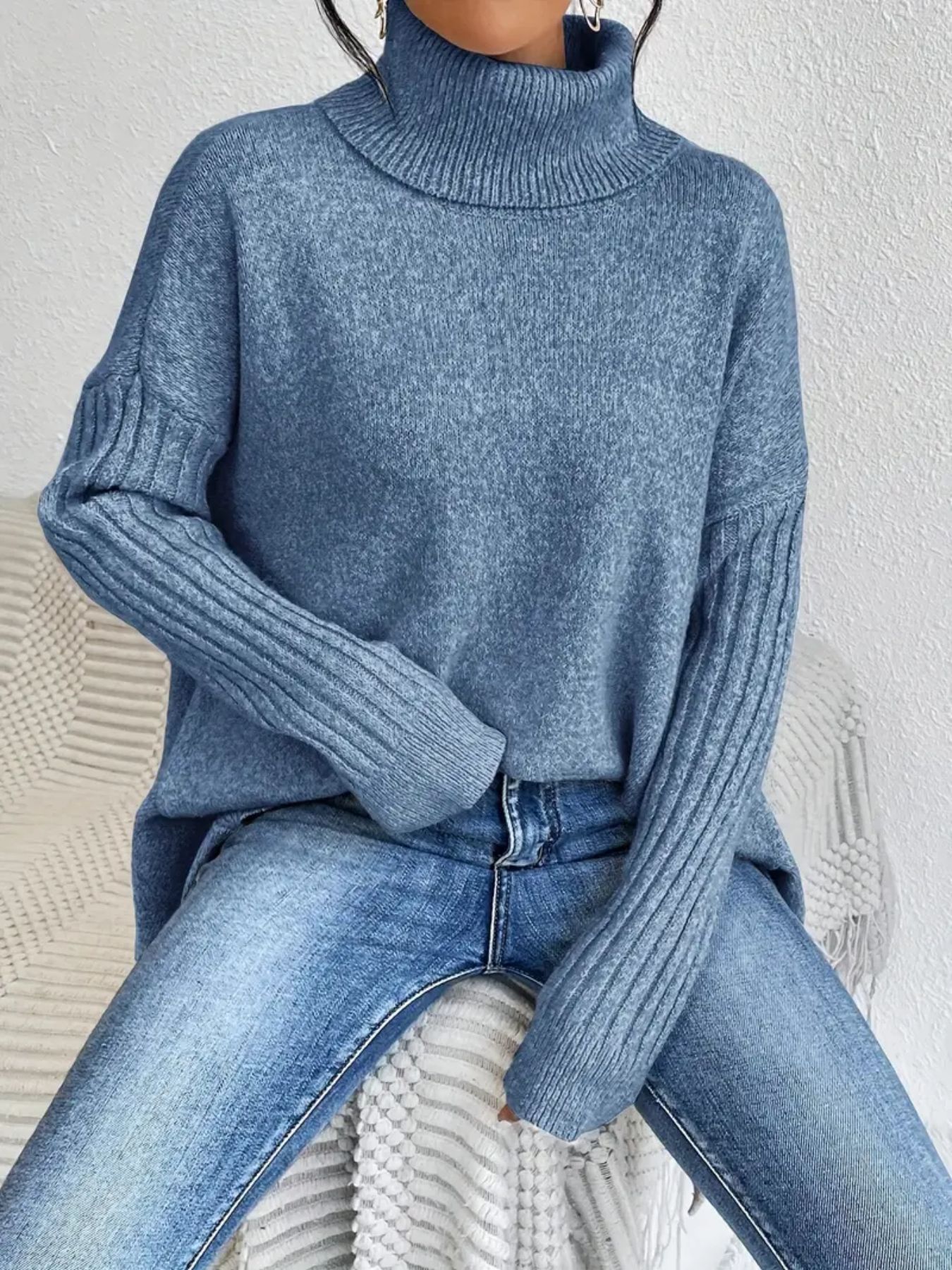 Irregular Turtleneck Sweater