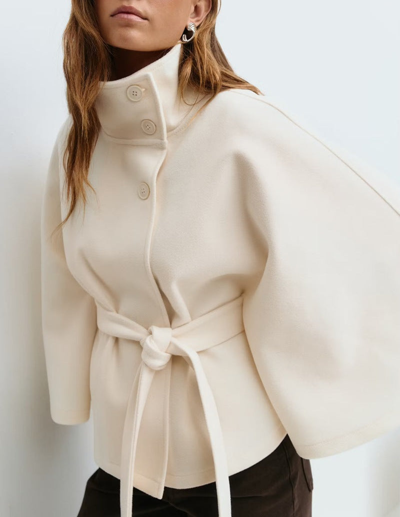 Signature Belted High Neck Coat