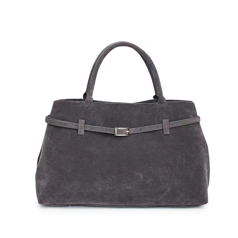 Solid Faux Suede Casual Tote Bags