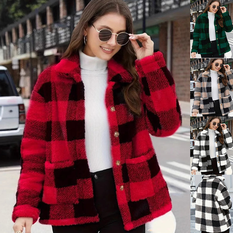 Classic Plaid Lapel Jacket