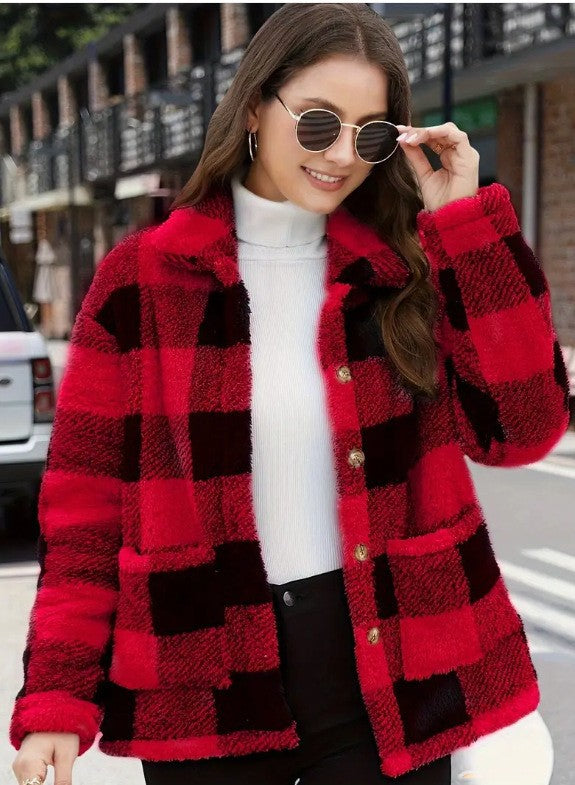 Classic Plaid Lapel Jacket