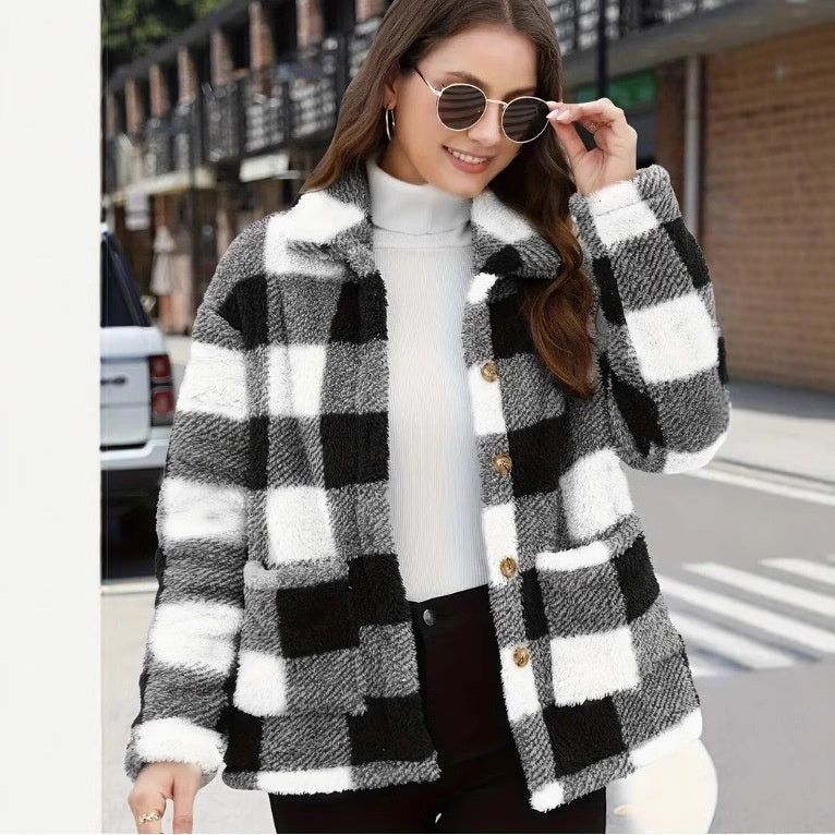 Classic Plaid Lapel Jacket