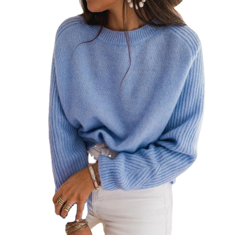 European Milk Blue Bedford Cord Sweater