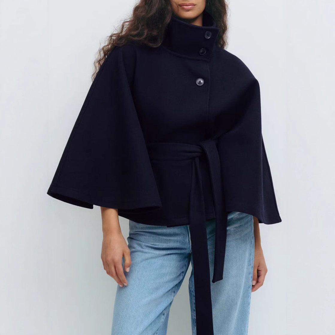 Signature Belted High Neck Coat