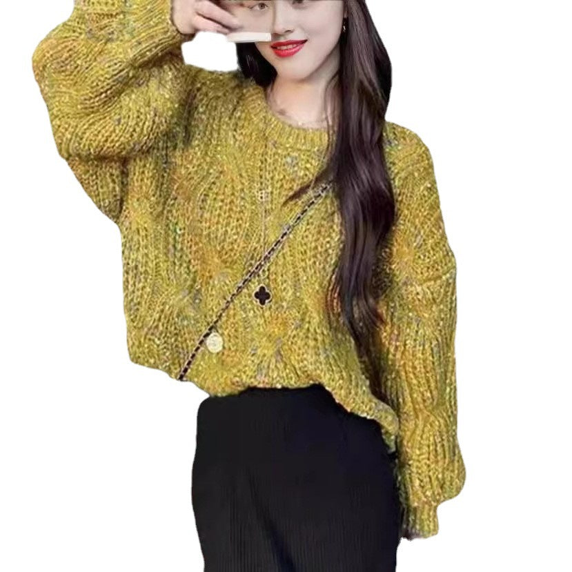 Loose-fitting Colorful Lantern-sleeve Sweater