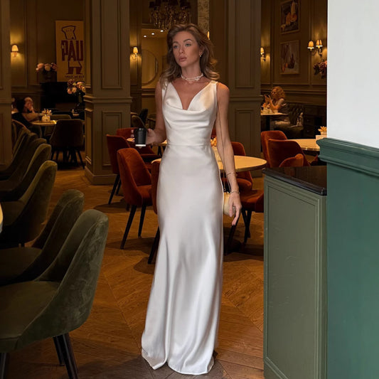 French Style Satin Sleeveless Dress