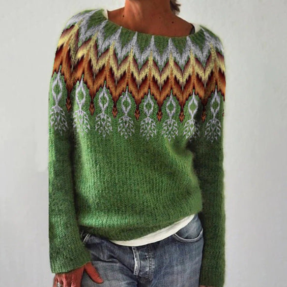 Women's Round-neck Loose Multicolor Sweater