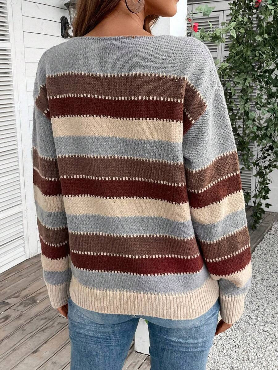 Ins Colorblock Striped Pullover Sweater