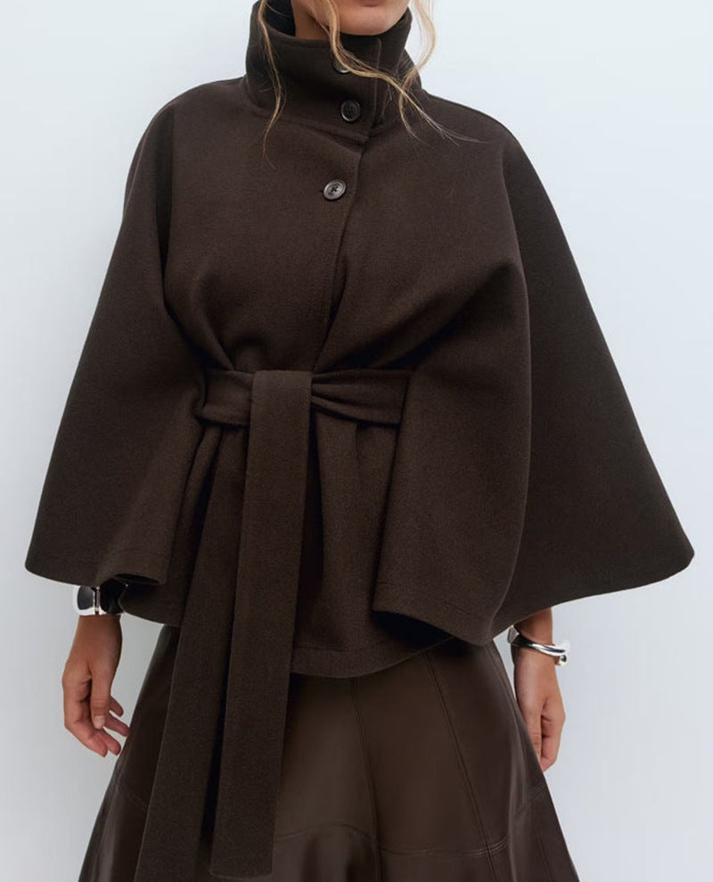 Signature Belted High Neck Coat