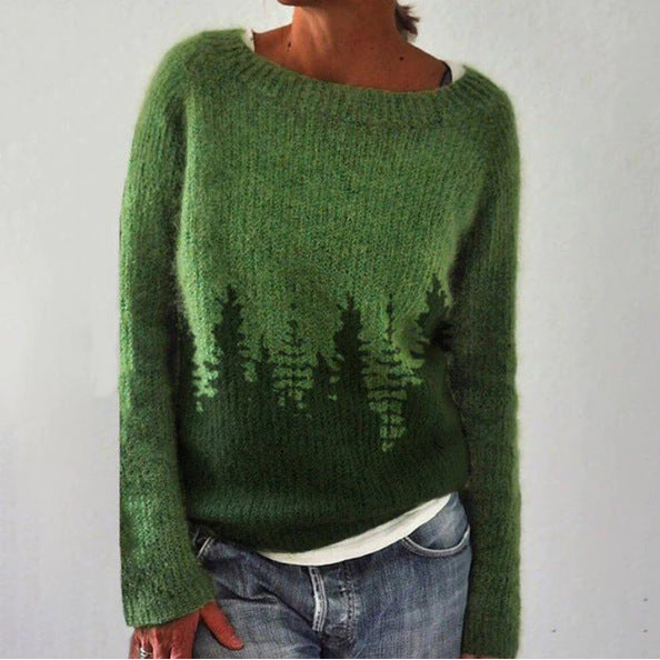 Women's Round-neck Loose Multicolor Sweater