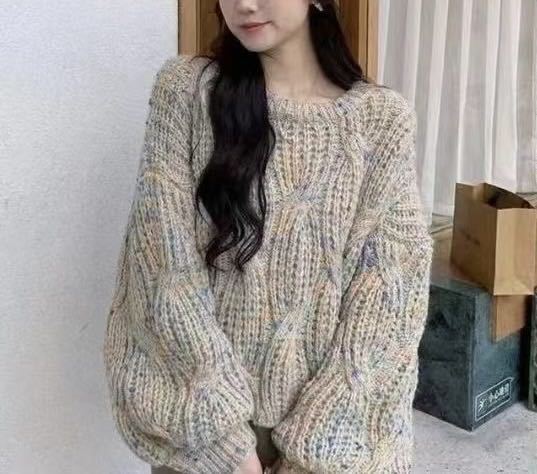 Loose-fitting Colorful Lantern-sleeve Sweater