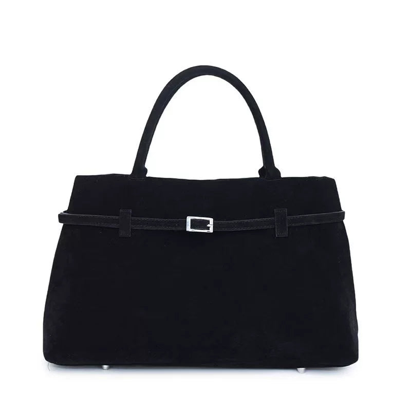 Solid Faux Suede Casual Tote Bags
