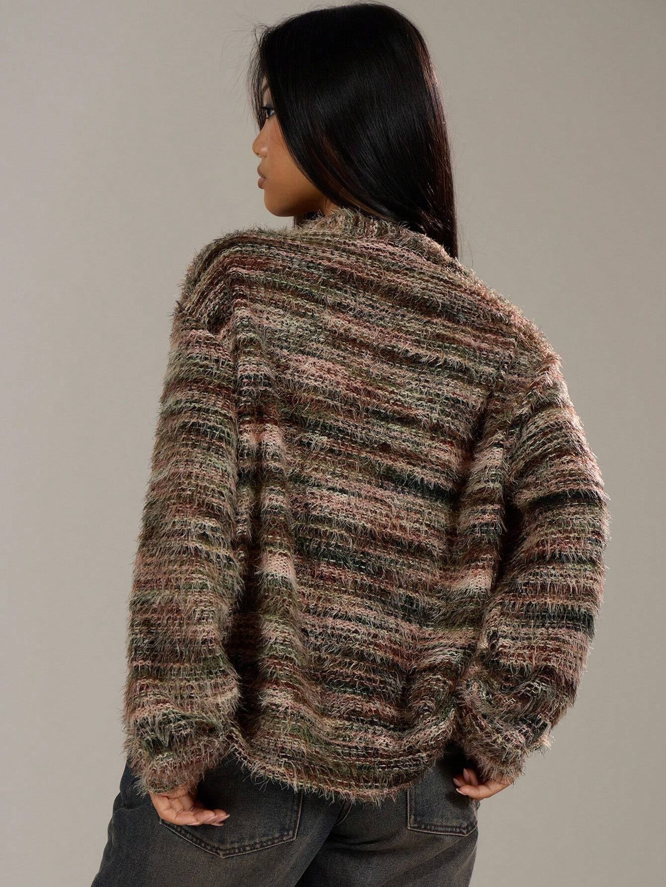 Premium Striped Knit Cardigan Sweater