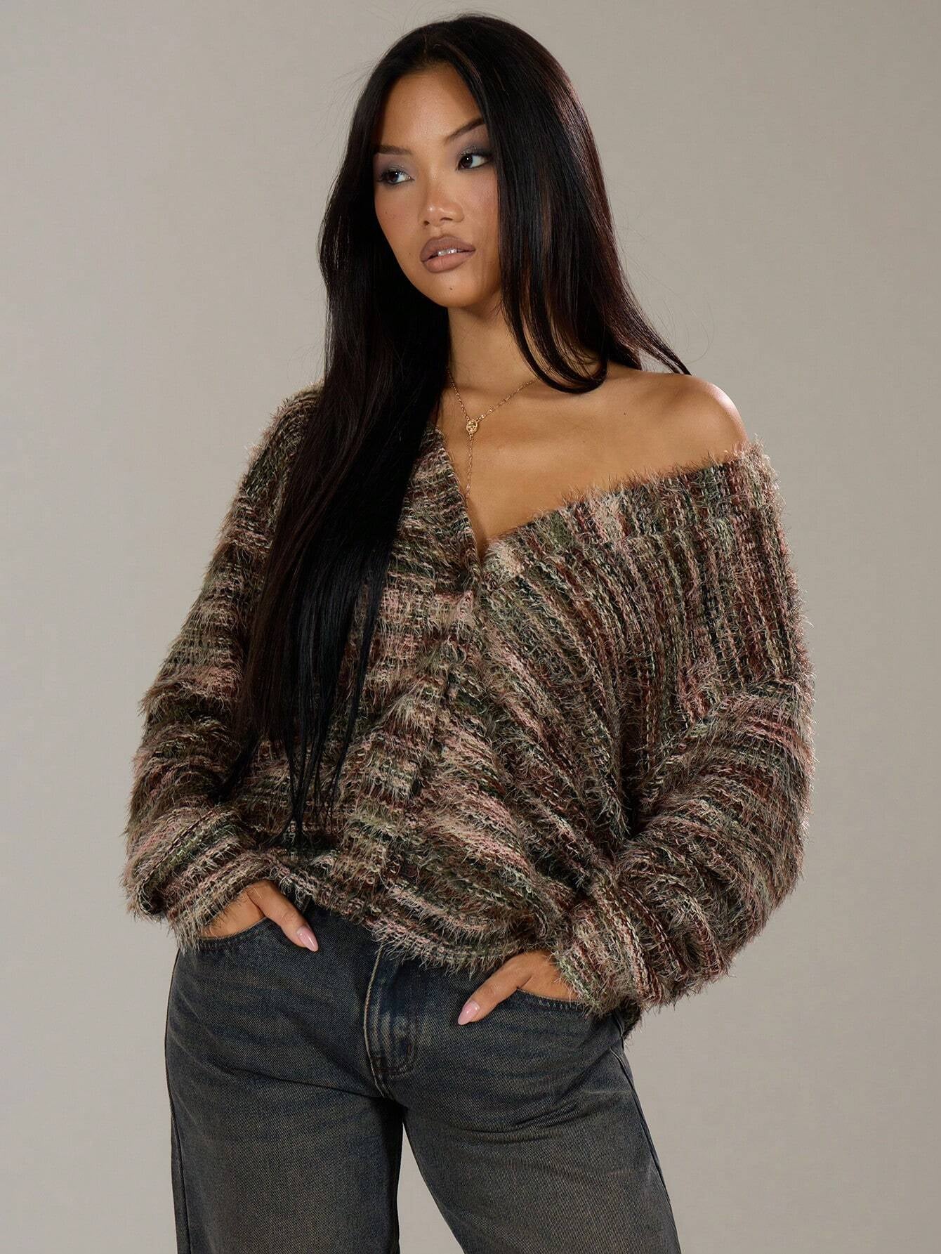 Premium Striped Knit Cardigan Sweater
