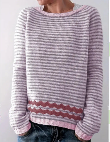 Women's Round-neck Loose Multicolor Sweater