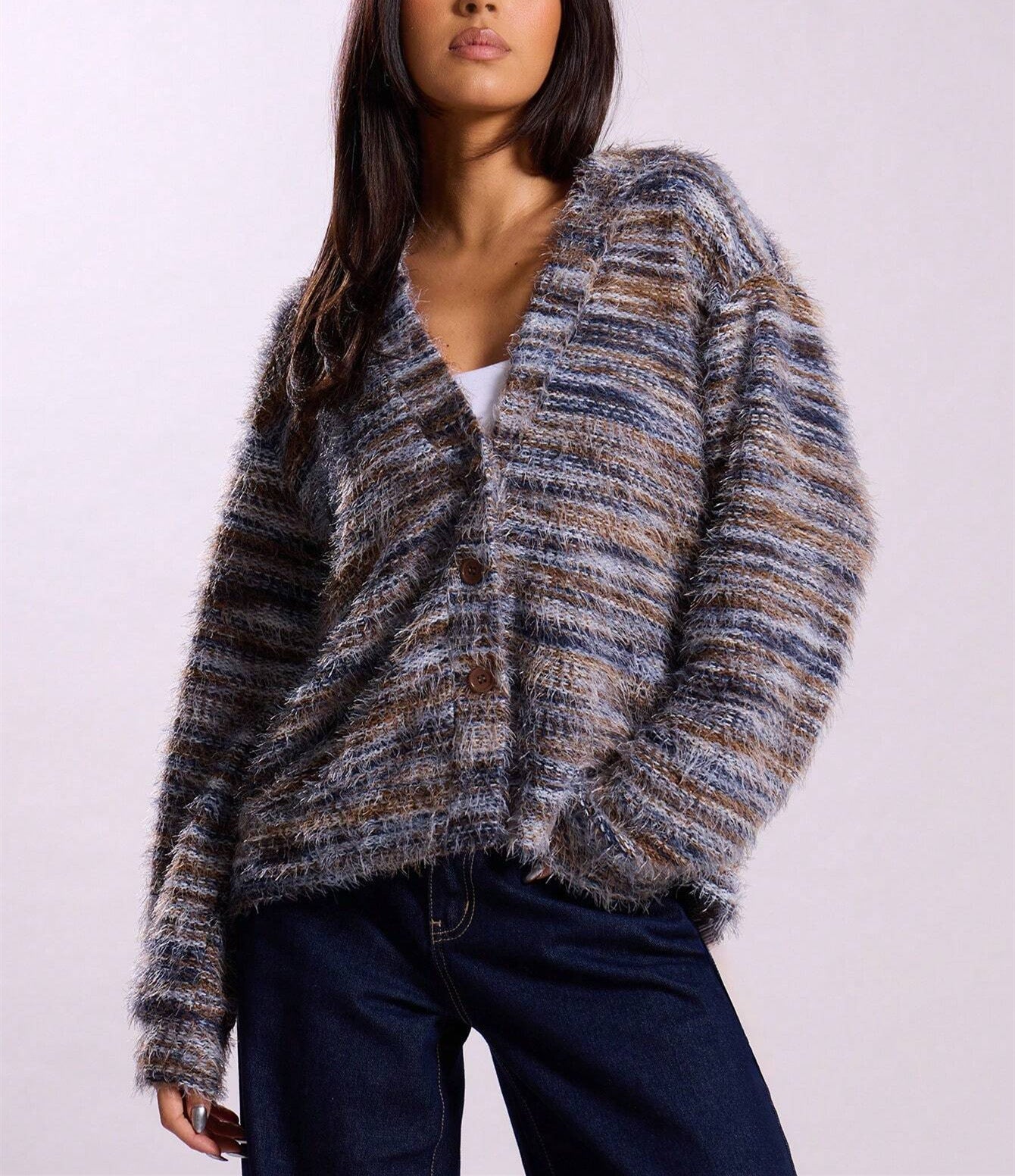Premium Striped Knit Cardigan Sweater