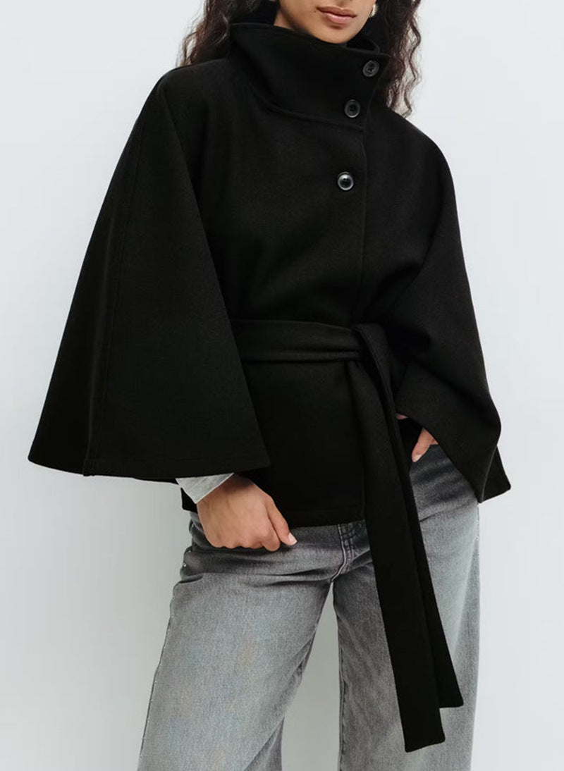 Signature Belted High Neck Coat