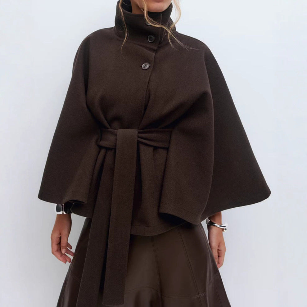 Signature Belted High Neck Coat