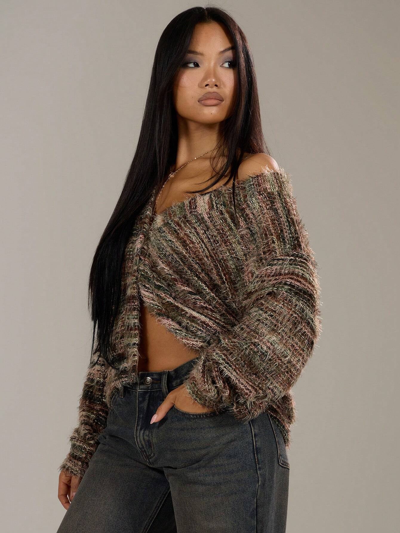 Premium Striped Knit Cardigan Sweater