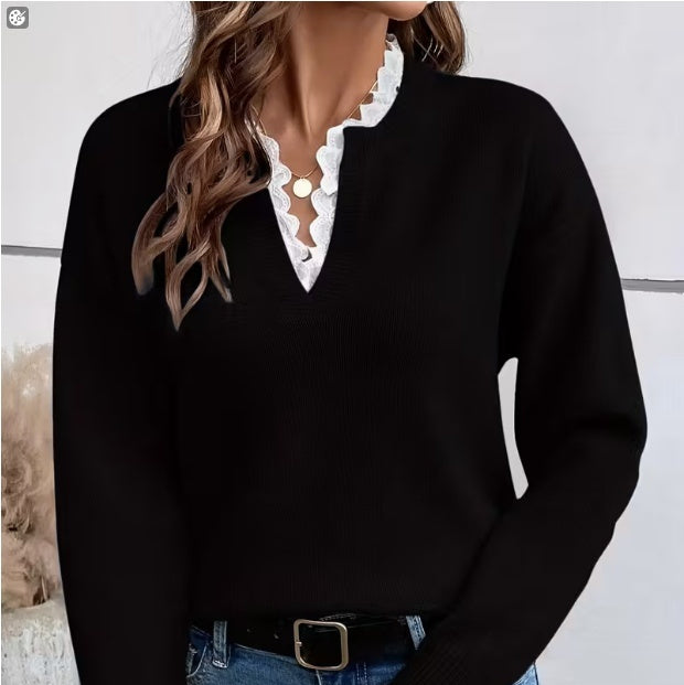 Elegant Lace Knit Sweater