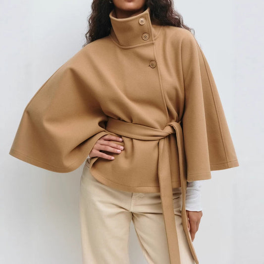 Signature Belted High Neck Coat