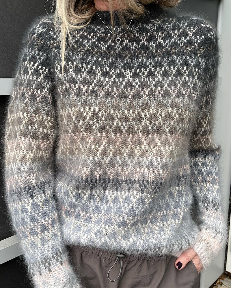 Women's Round-neck Loose Multicolor Sweater