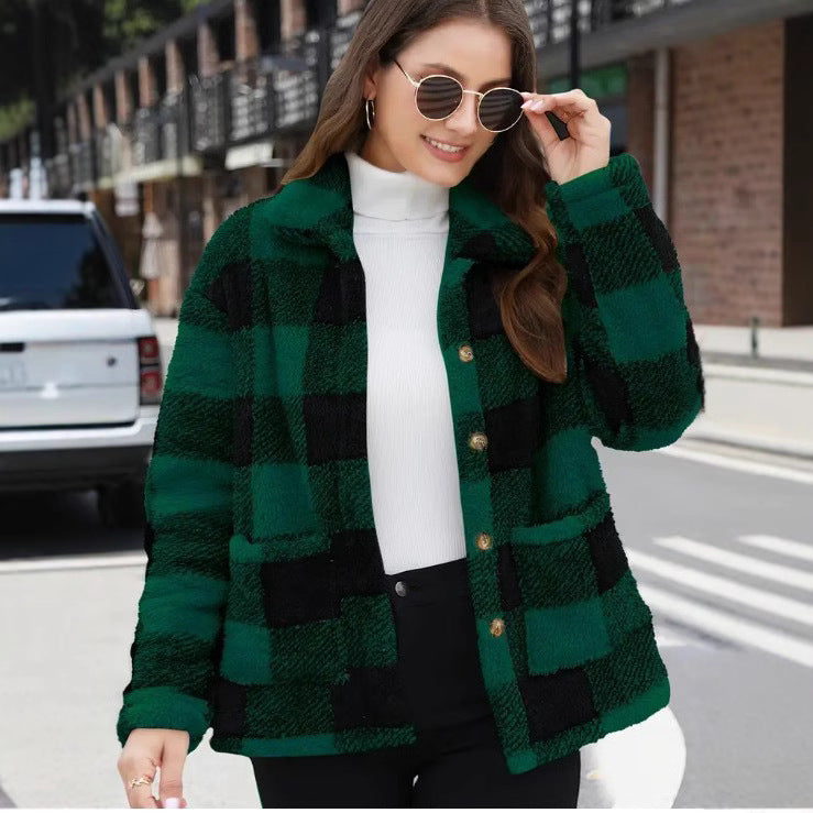 Classic Plaid Lapel Jacket