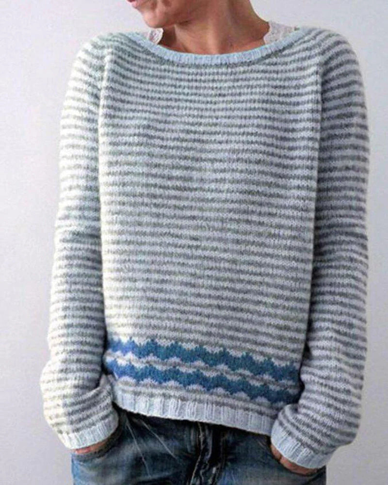 Women's Round-neck Loose Multicolor Sweater