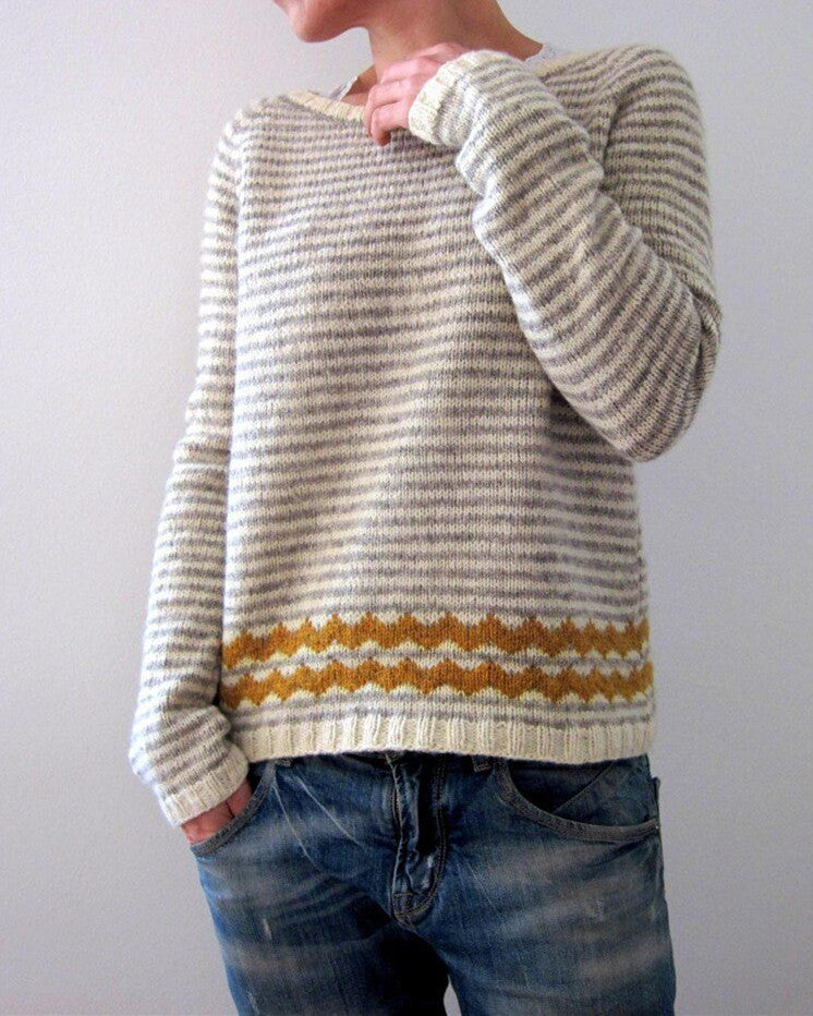 Women's Round-neck Loose Multicolor Sweater