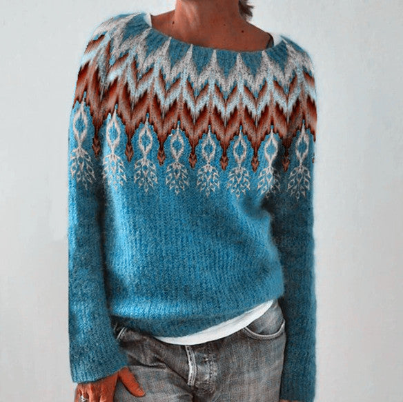 Women's Round-neck Loose Multicolor Sweater