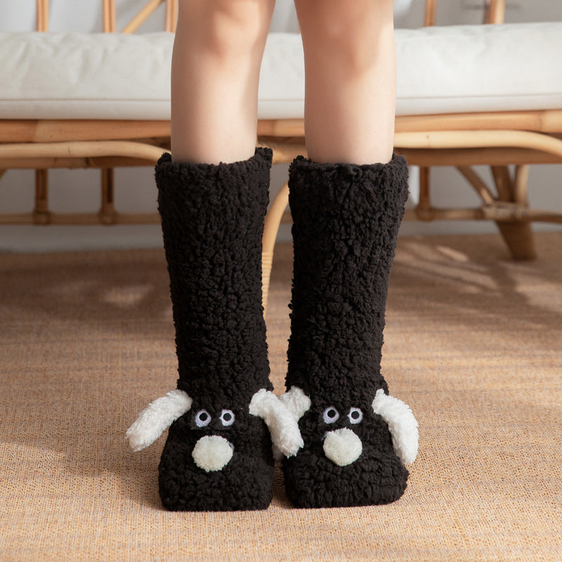 Cute Cartoon Dog Floor Winter Socks For Women