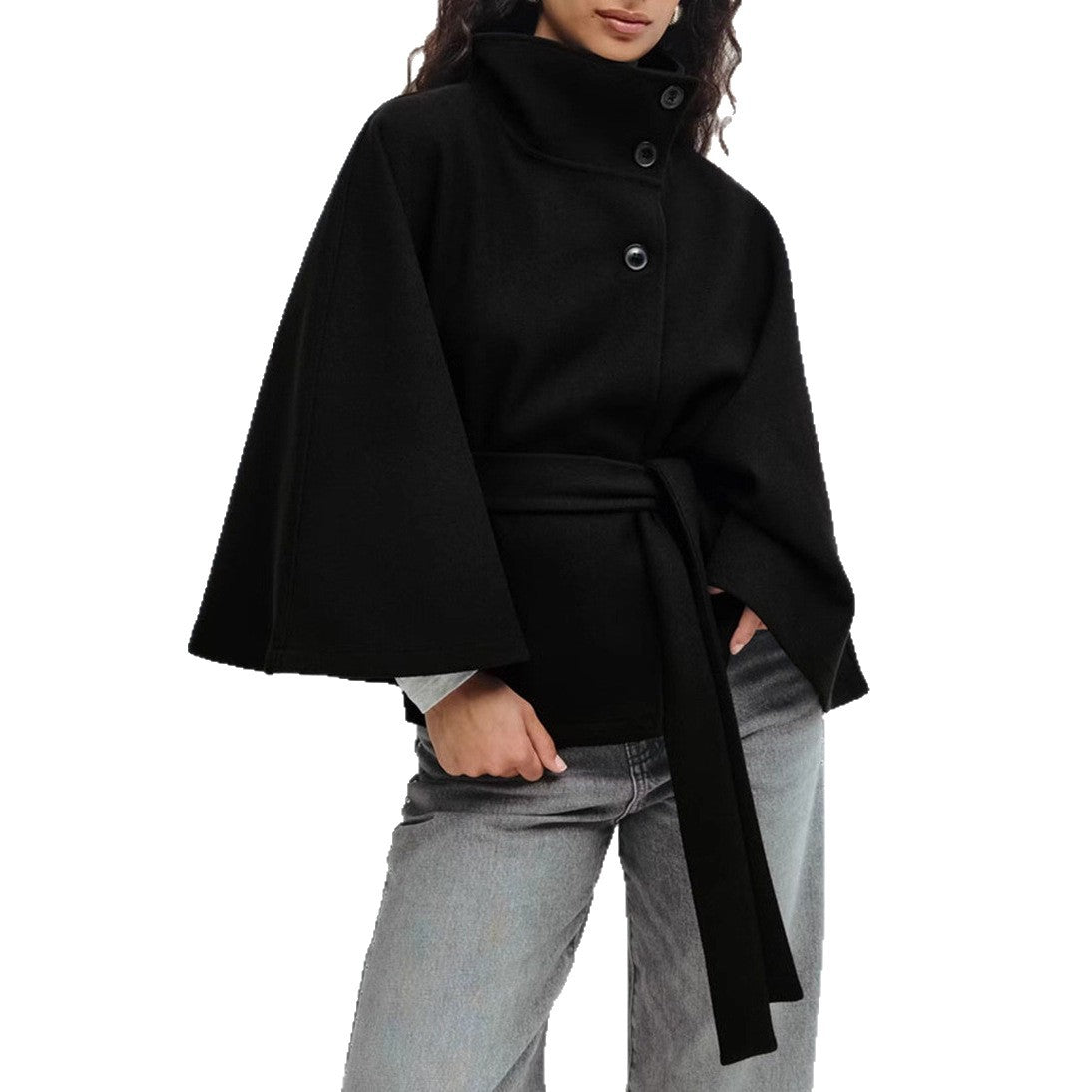 Signature Belted High Neck Coat
