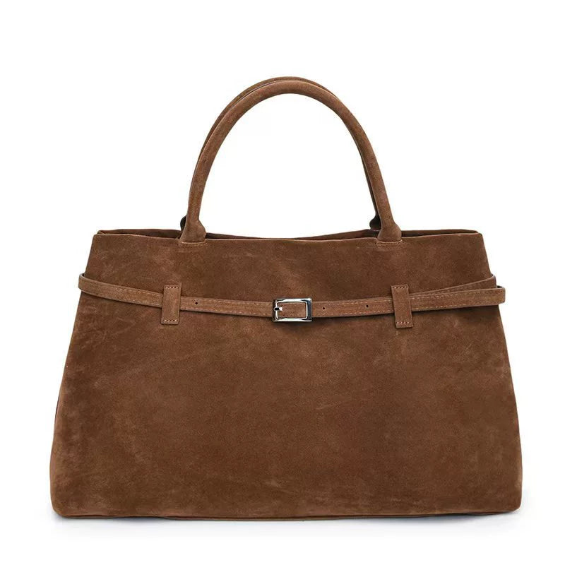Solid Faux Suede Casual Tote Bags