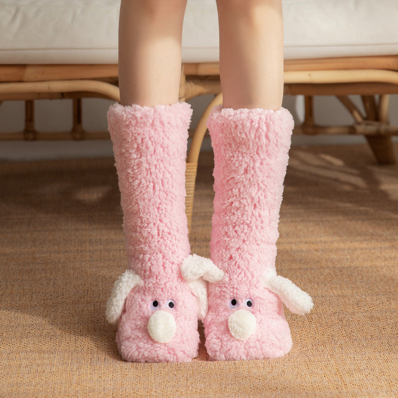 Cute Cartoon Dog Floor Winter Socks For Women