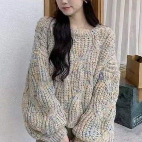 Loose-fitting Colorful Lantern-sleeve Sweater
